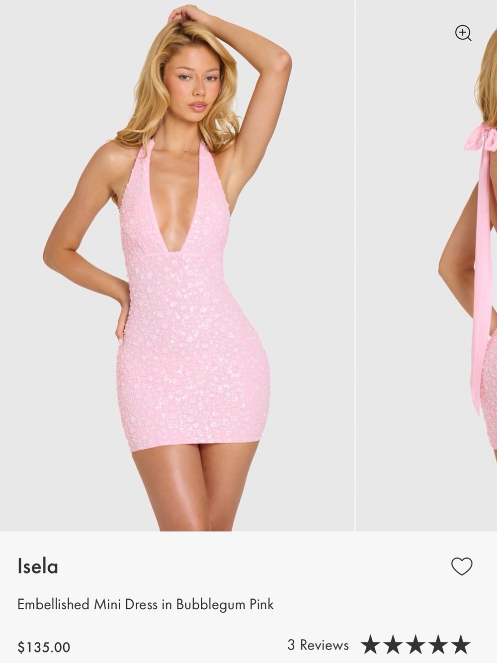Isela Pink Sequin Halter Mini Dress
